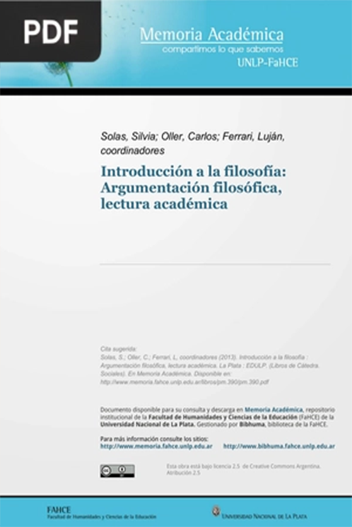 Introducción a la filosofía: Argumentación filosófica, lectura académica.